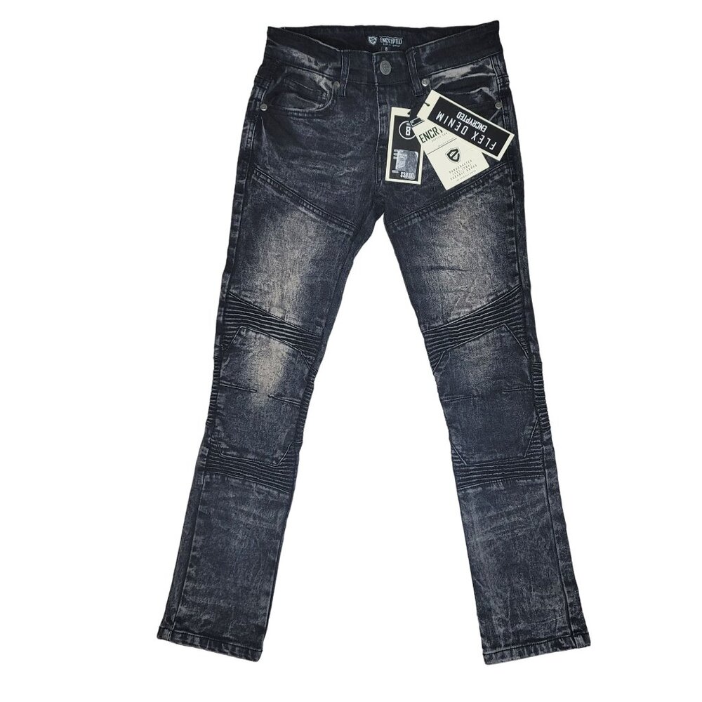 Encrypted NWT stone wash dark wash jeans flex denim size boys 8